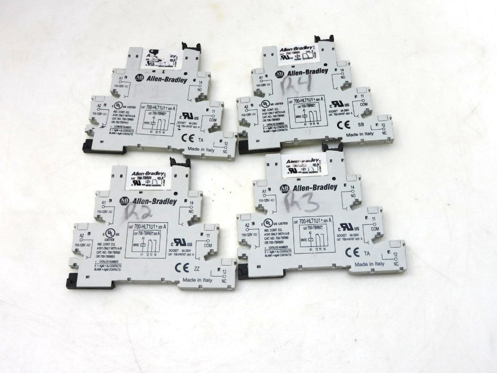 Allen-Bradley 700-TBR60 Ser A Relay W/ 700-HLT1U1 Ser A Base Lot of 4