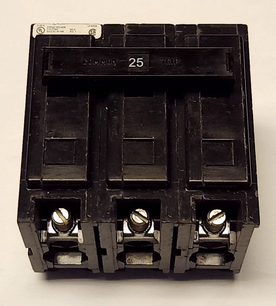 EATON CUTLER HAMMER QBHW3025H 3 Pole 25 AMP Type BA Circuit Breaker 240 VAC