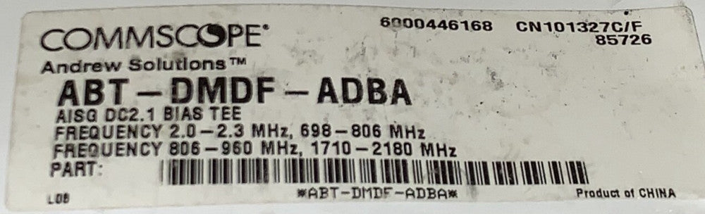 COMMSCOPE ABT DMDF ADBA Surge Arrester AISG DC2.1 BIAS TEE CN101327C/F