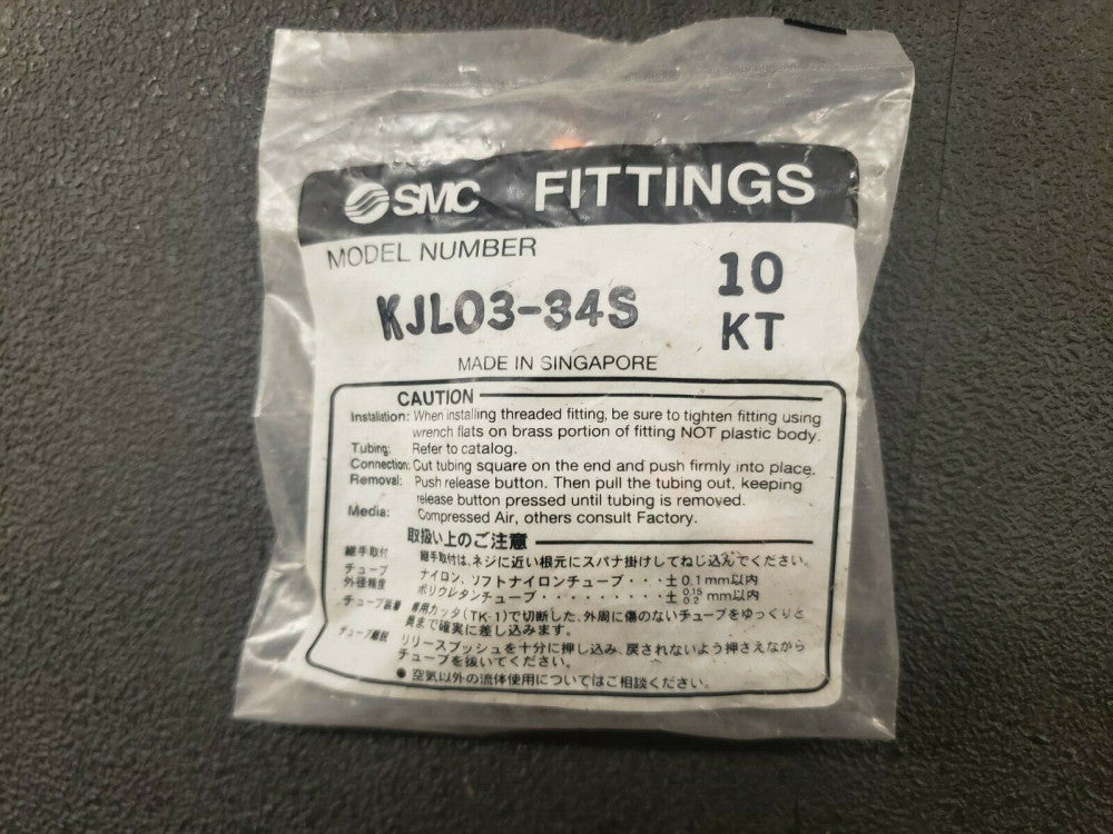 NEW, SMC, KJL03-34S, Fitting, Male Elbow, 1/8" 10-Pack