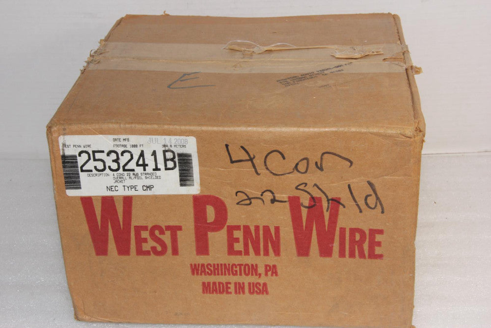 WEST PENN WIRE 253241B 22AWG 4-Conductor PVC Gray 1000-FT Communication Cable