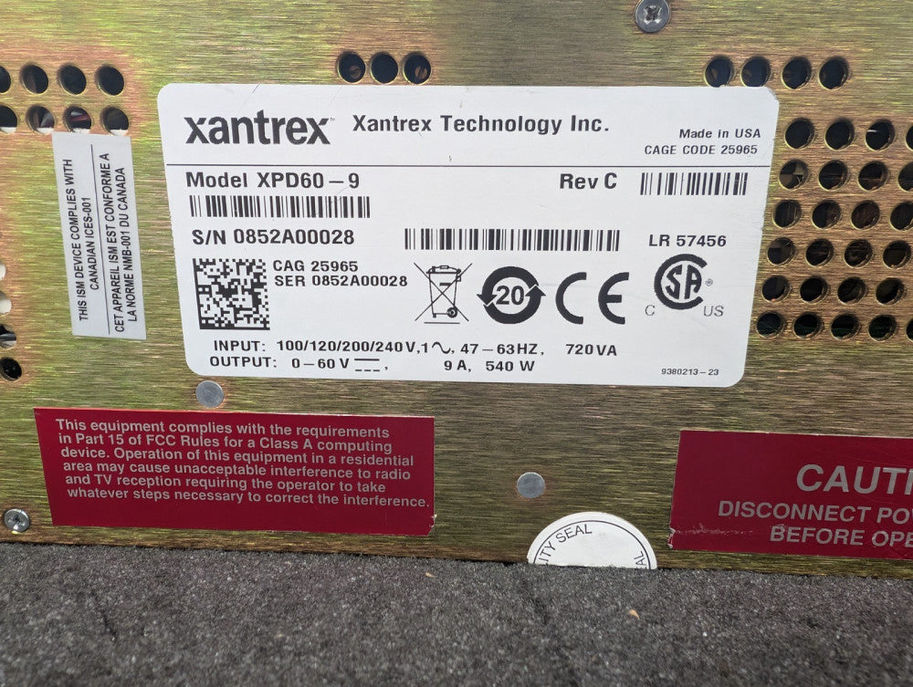 New, Xantrex, XPD60-9, Regulated DC Power Supply 60V 9A 700W Digital Display