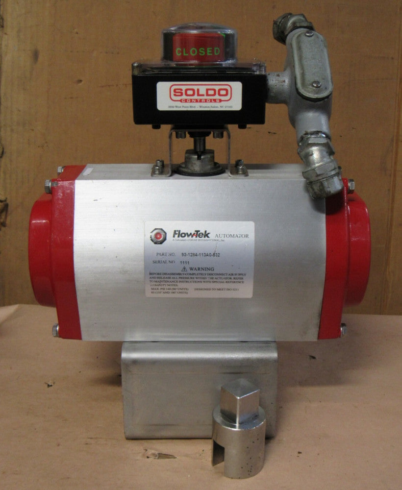 FLOW-TEK ACTUATOR 93-1284-113A0-532 W/ SOLDO LIMIT SWITCH CAB01200E - USED
