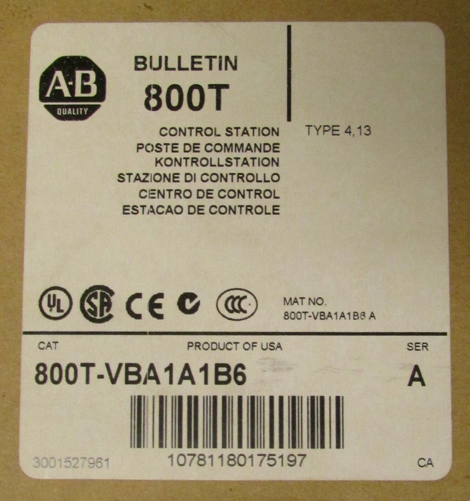 ALLEN BRADLEY 800T VBA1A1B6 3 Unit Device Net Push Button Control Station