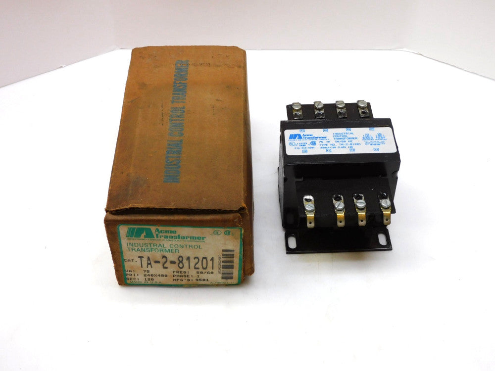 ACME TA-2-81201 INDUSTRIAL CONTROL TRANSFORMER 75VA 240/480V 120V SEC