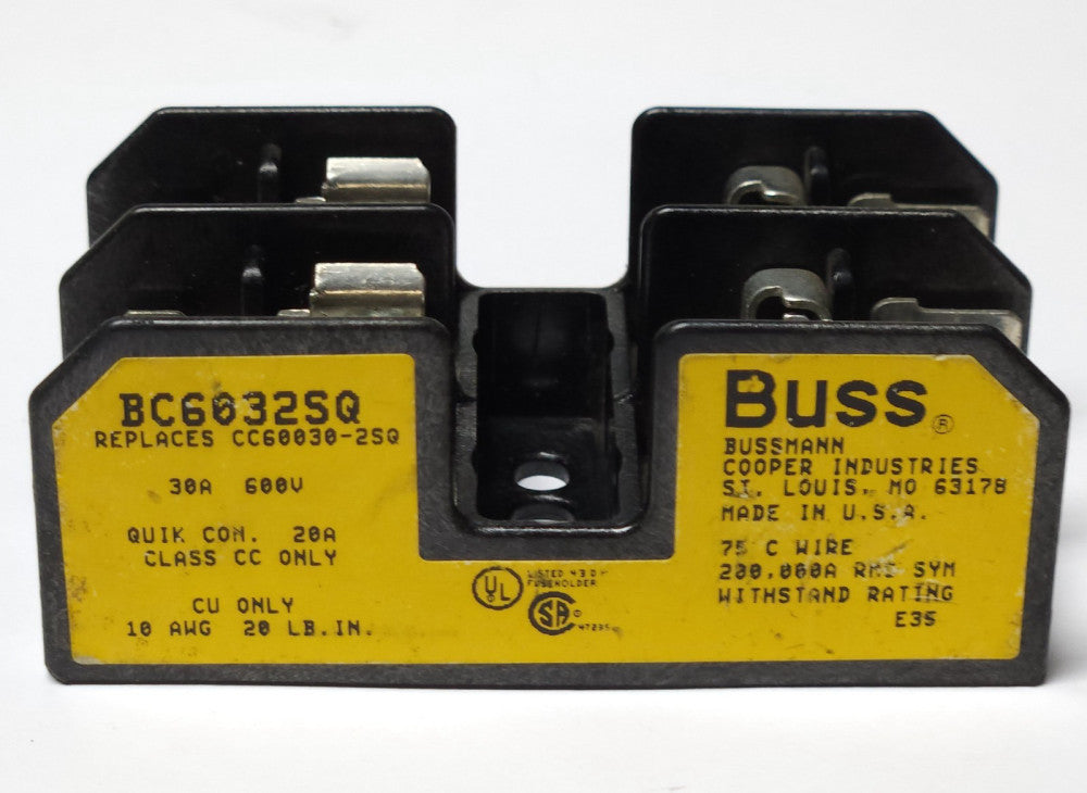 COOPER BUSSMANN BUSS BC6032SQ 2 Pole 30 AMP 600 VAC Fuse Holder