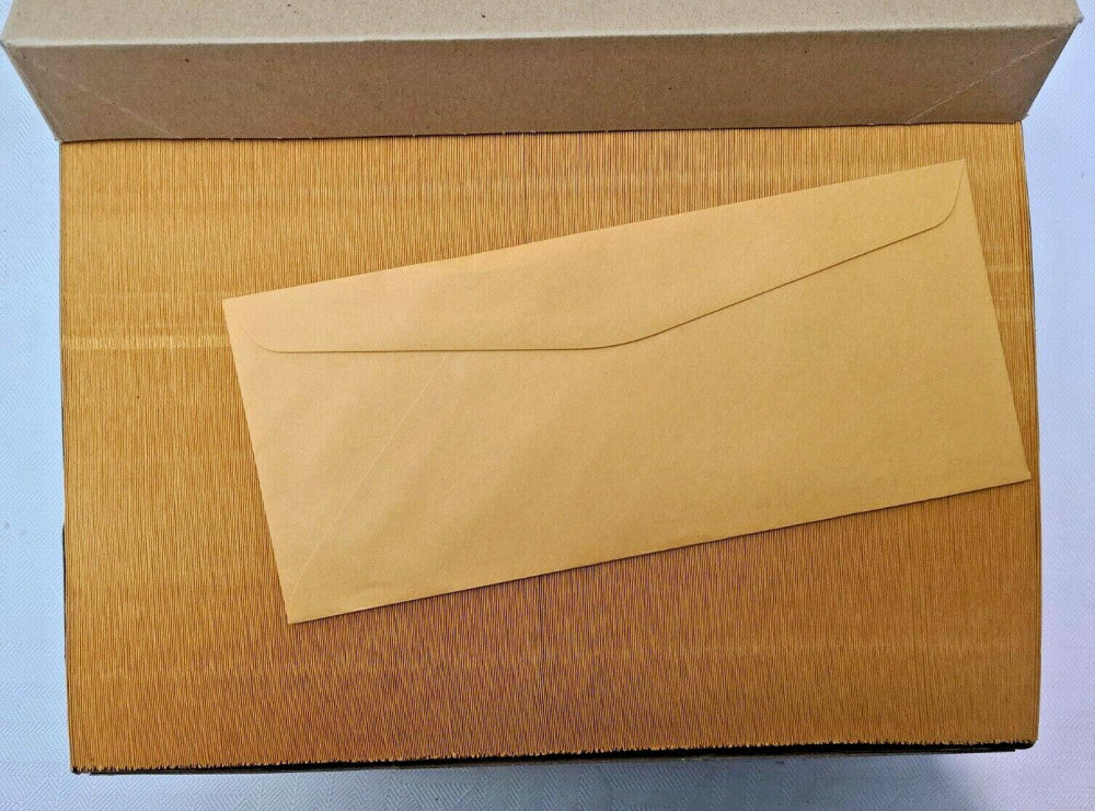 Box of 500 Print Wove #10 (4 1/4X9 1/2) Envelope-Brown Kraft 24 lb NEW