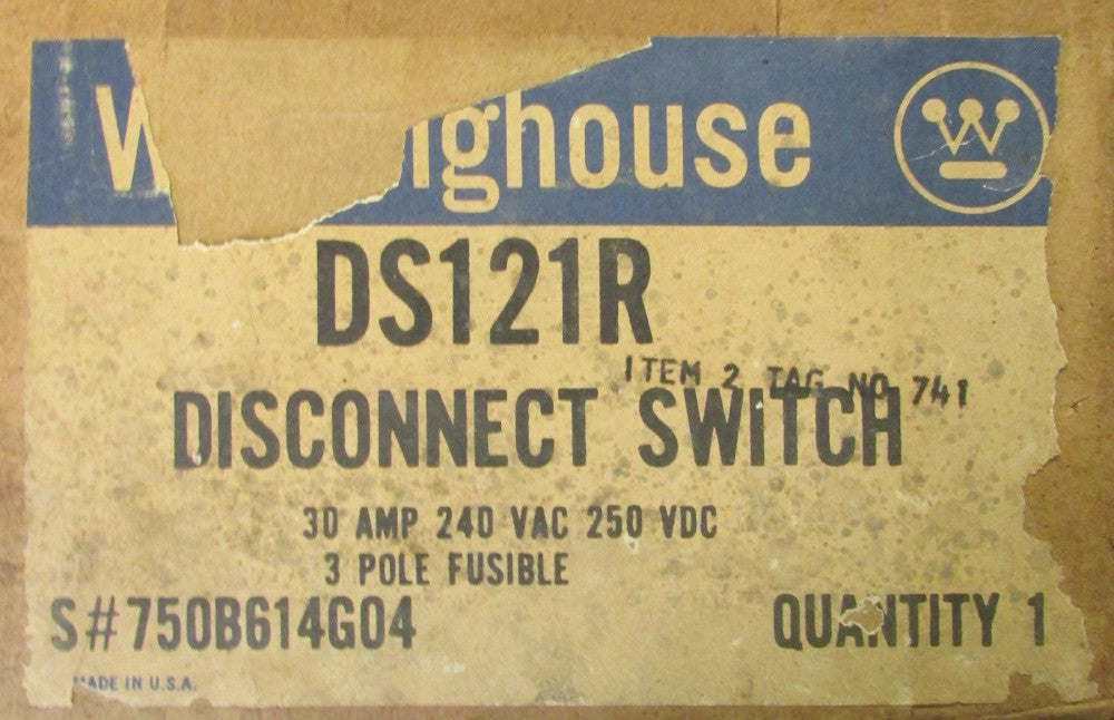 WESTINGHOUSE DS121R Disconnect Switch 30 Amp 240V 750B614G04