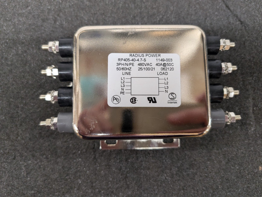 New, Radius Power, RP405-40-4.7-S, LINE FILTER 480VAC 40A CHASSIS
