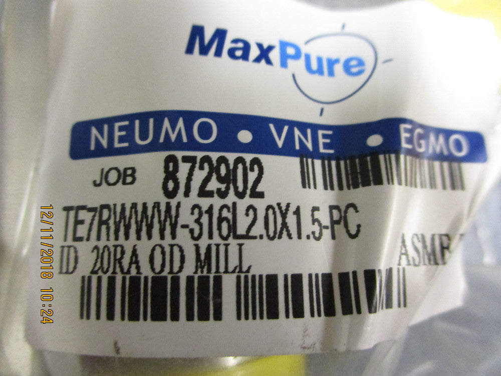 TE7RWWW6L2.0X1.5-PC MaxPure AWF BPE T316L REDUCING TEE BRAND NEW!