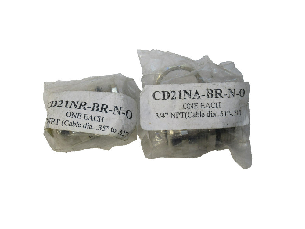 (MIXED Lot of 2) HUMMEL CD21NA-BR-N-O CD21NR-BR-N-O 3/4" Strain Relief Cord Grip