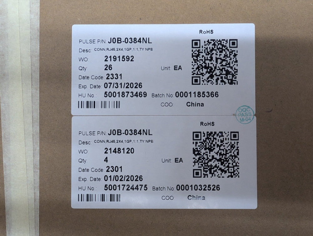 New, Pulse Engineering, J0B-0384NL, CONN JACK 8PORT 1000 BASE-T PCB