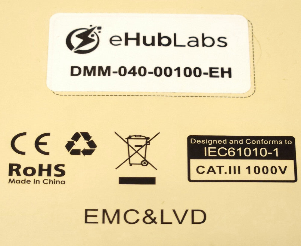 EHUBLABS DMM 040 00100 EH EMC & LVD DIGITAL Multimeter CAT 111 1000 Volt eHub