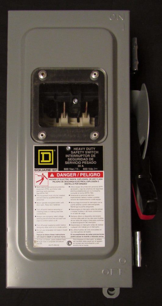 SQUARE D HU361AEIVW 30 Amp 600V Safety View HD Safety Switch