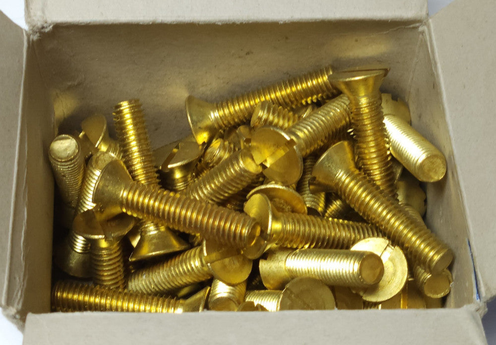 BOX OF 50 01RF3/8X1-3/4 BRASS MACHINE SCREW 3/8-16X1-3/4" FLAR Slotted SL M/S