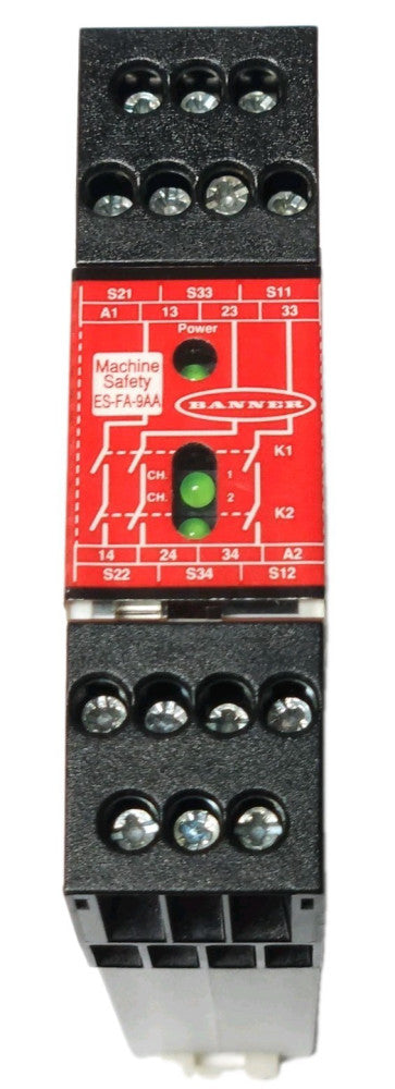 BANNER ES FA 9AA 60131 MACHINE SAFETY Relay Module ES-FA-9AA 24 VAC DC
