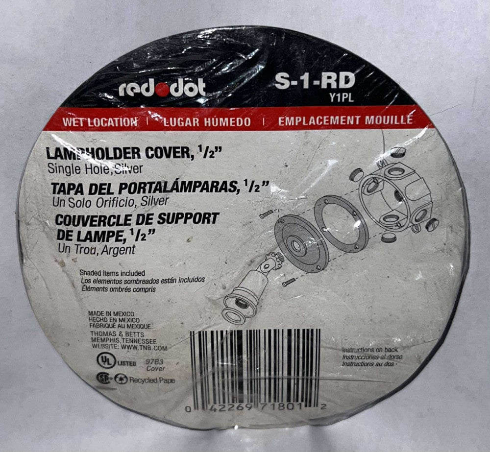 RED DOT S 1 RD Y1PL Lampholder Cover 1/2" SILVER Single Hole 97B3 Cover