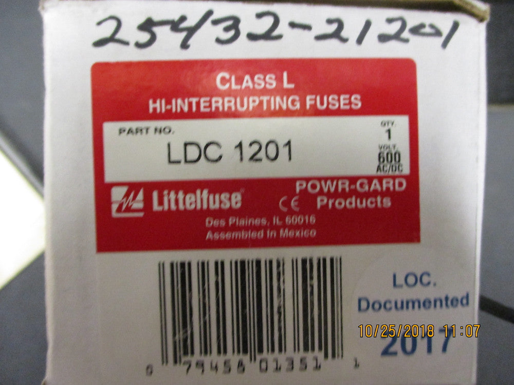 0LDC1201X Littelfuse FUSE CRTRDGE 1.201KA 600VAC/VDC BRAND NEW!