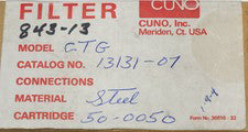 CUNO 843 13 MODEL CTG 13131 07 Filter Steel Cartridge 50 0050 Auto Clean
