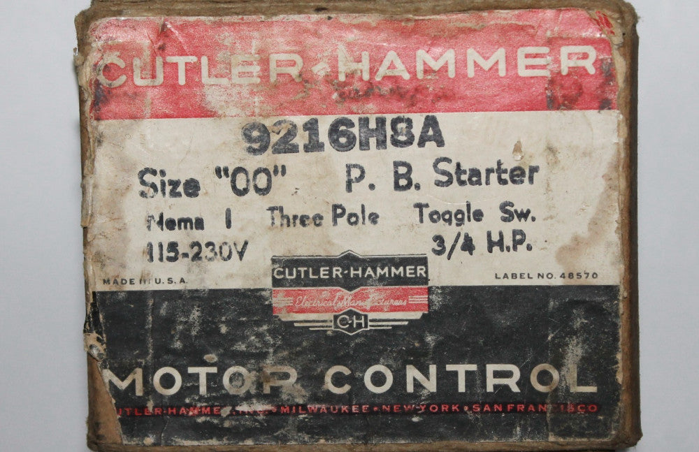 CUTLER HAMMER 9216H8A Sz 00 3Pos FAST STOP SLOW Main Toggle Switch Motor Starter