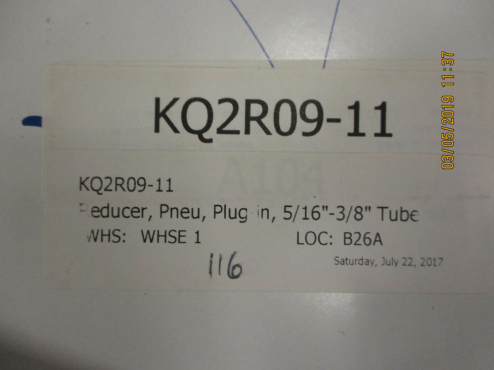 KQ2R09-11 SMC Fitting; plug-in reducer for 5/16 inch tube BRAND NEW! LOT OF 29