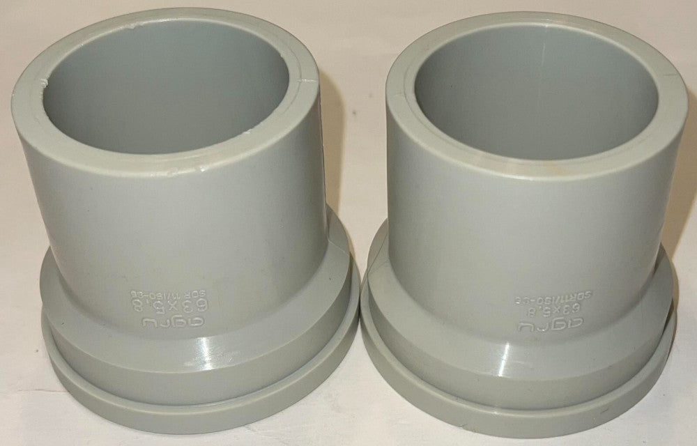 (LOT OF 2) AGRU SDR11 ISO S5 PPR 63 X 5.8 10/1 Piping Half Union