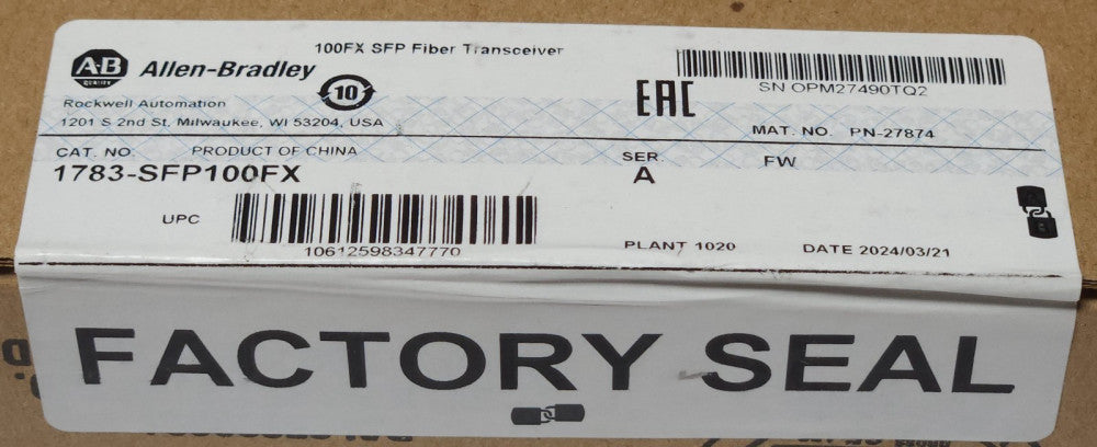 SEALED ALLEN BRADLEY 1783 SFP100FX MODEL 100FX Fiber Optic Transceiver 1783-SFP1