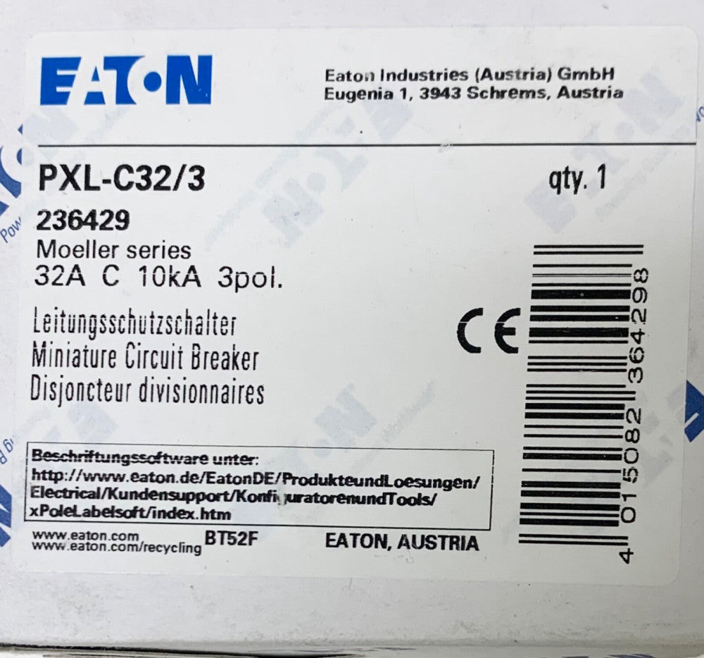 EATON MOELLER PXL C32 3 Miniature Circuit Breaker 236429 32 AMP 3 Pole 10 KA