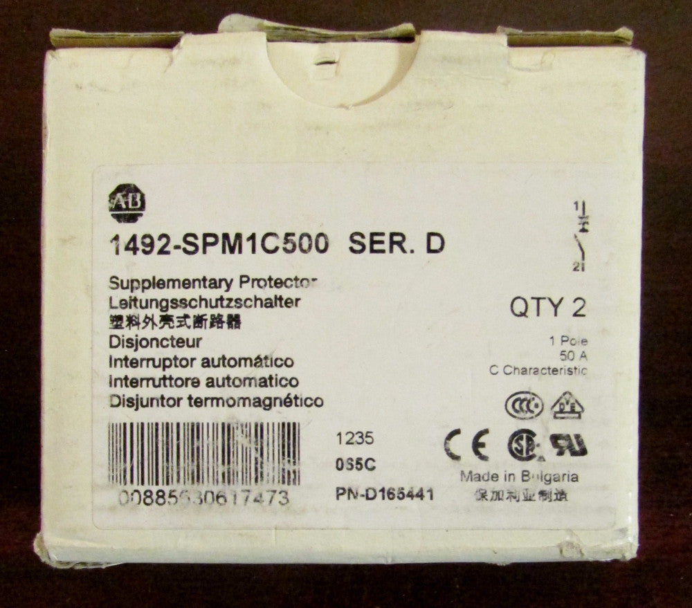 ALLEN BRADLEY Supplementary Protector Breaker Single Pole 50 Amp 1492 SPM1C500