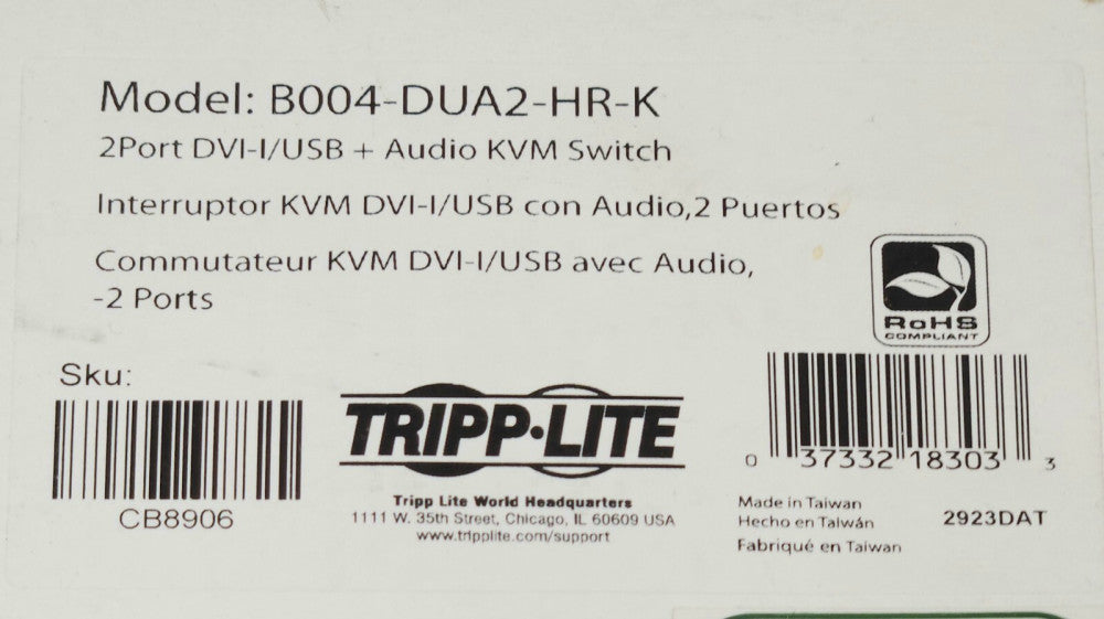 TRIPP LITE B004 DUA2 HR K 2 Port DVI-I USB + Audio KUMSWITCH