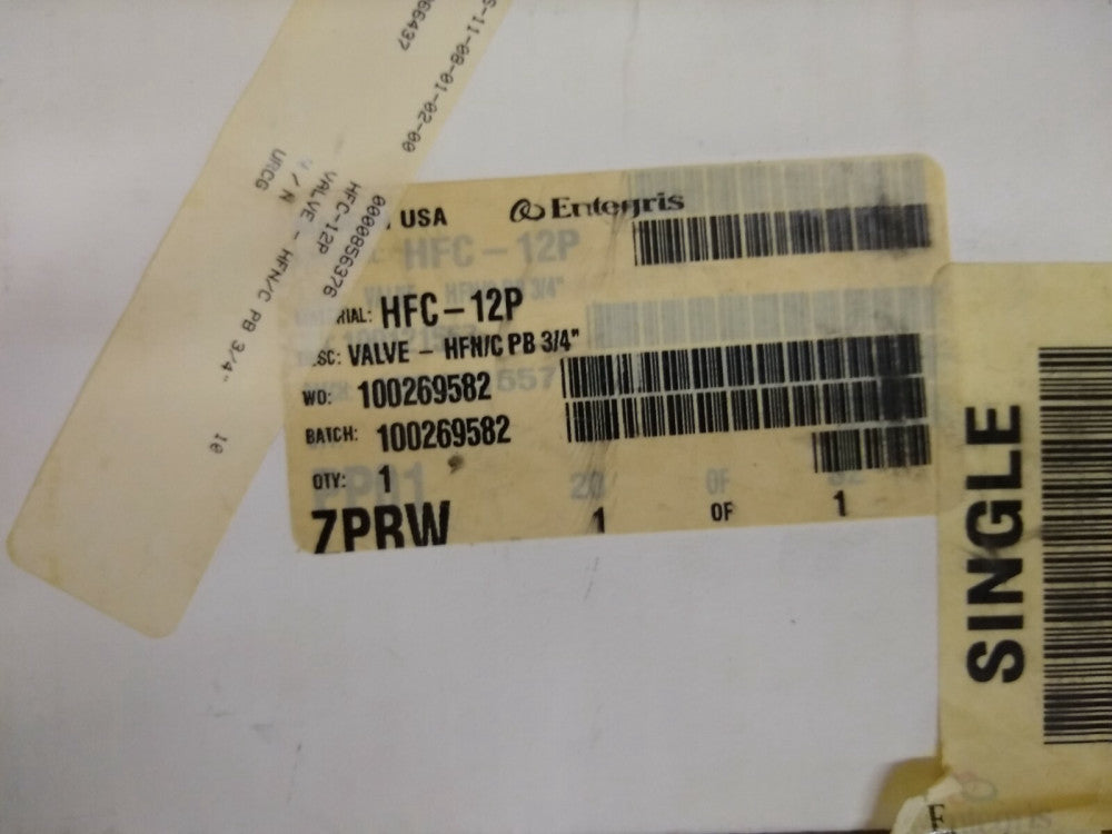 New, Entergris, HFC-12P, VALVE, PNEUMATIC OPER. DIAPHRAGM, HI-FLOW, 2-WAY, PI OP