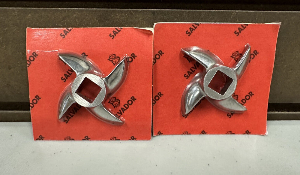 Lot Of 2 - #12 Salvador Stainless Steel Curved Edge Meat Grinder Blade Knife New