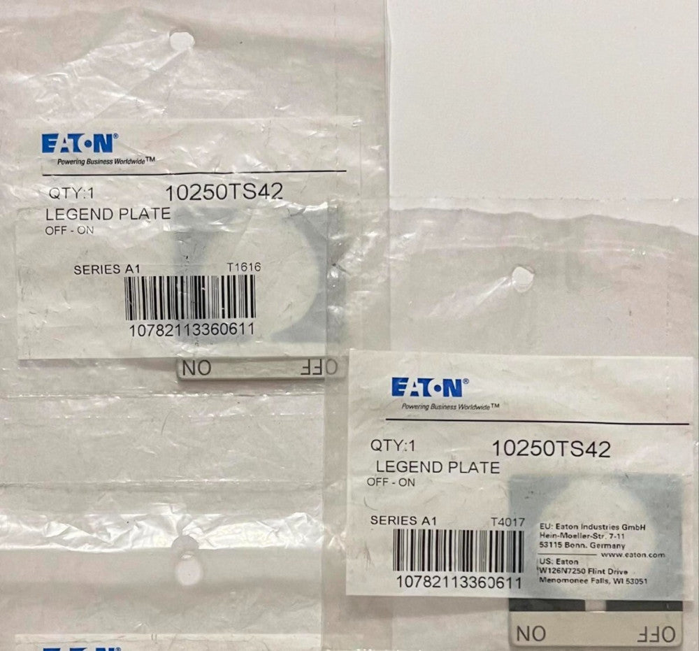 (LOT OF 2) EATON CUTLER HAMMER 10250TS42 OFF ON Legend Plate Series A1