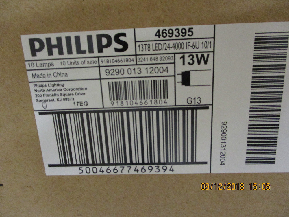 469395 Philips 13W 6" Gap 4000K T8 UBent LED Bulb, Works BRAND NEW! LOT OF 10