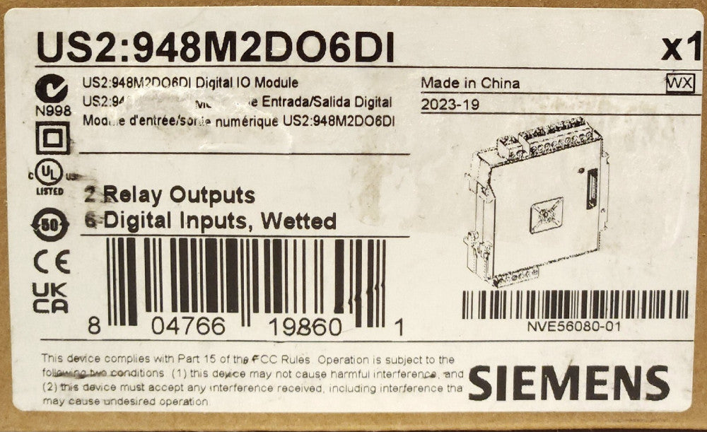 SIEMENS US2 948M2DO6DI Digital IO Module 2 Relay Outputs 6 DIGITAL Inputs