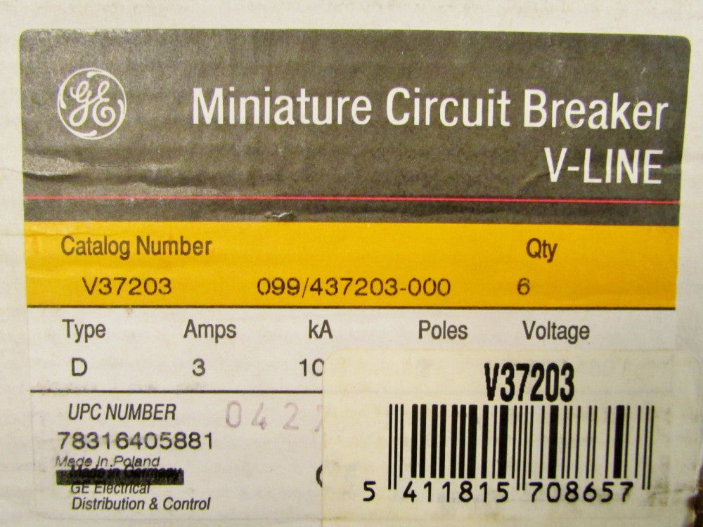 GENERAL ELECTRIC GE Type D V LINE Breaker 2 Pole 3 Amp V37203 *PRICE PER EACH*