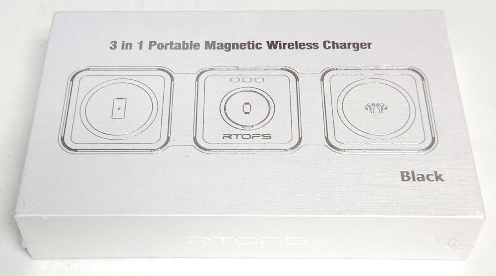 RTOPS W-312 3 In One Wireless Charger Station IPhone Apple Watch Airpods BLACK