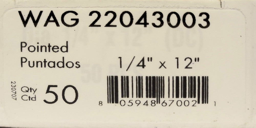 BOX OF 50 WESTAIR WAG 22043003 Gouging Carbons 1/4" x 1/2" Electrodes