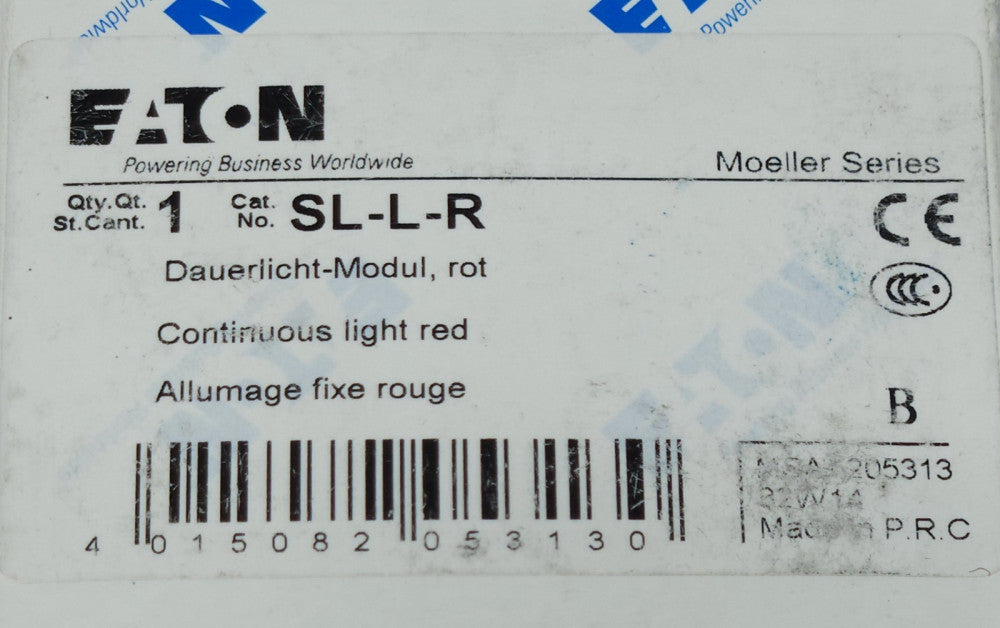 EATON SL-L-R 24-230 Volt Light Red Tower Stack Light SL L R Continuous