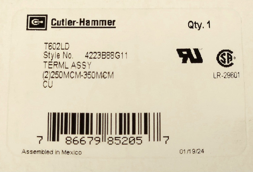 EATON CUTLER HAMMER T602LD L Frame Type LD HLD CU Copper Lug Terminal 350-250mcm
