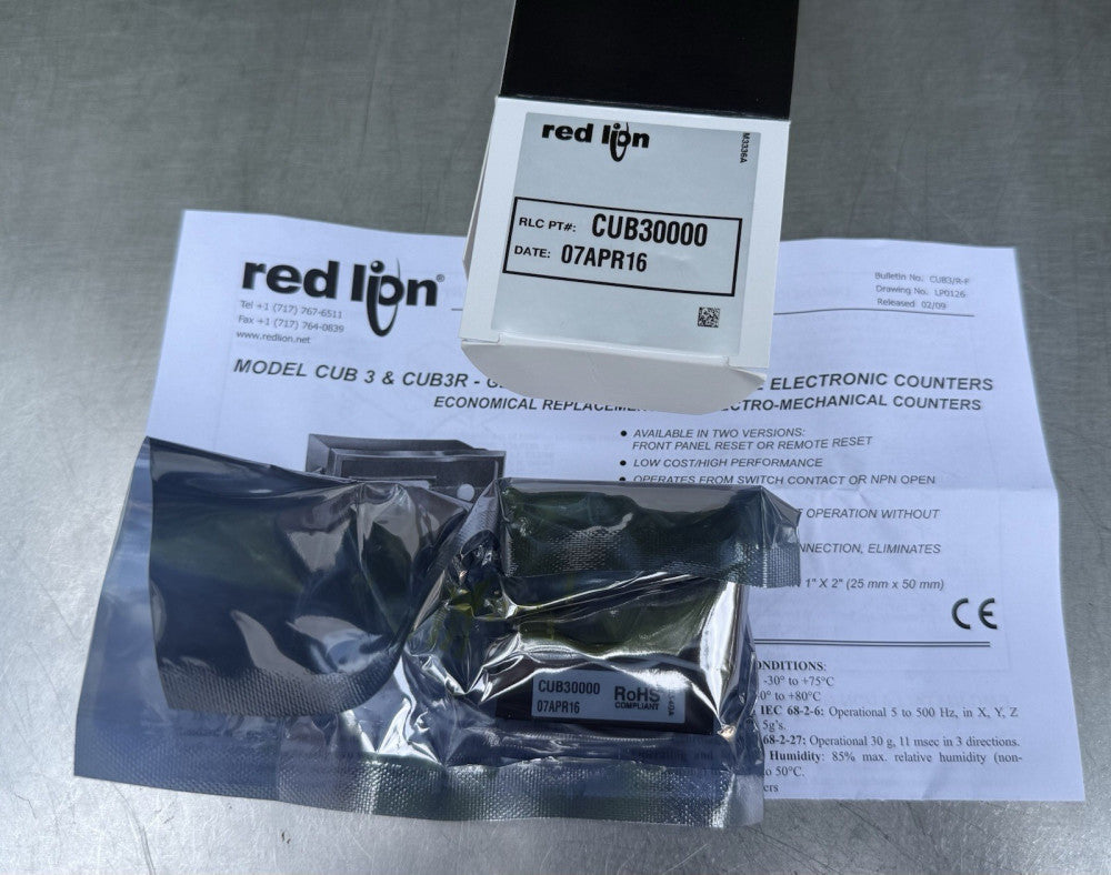 Red Lion Controls CUB30000 CUB3 LCD 6 Digit Counter - New