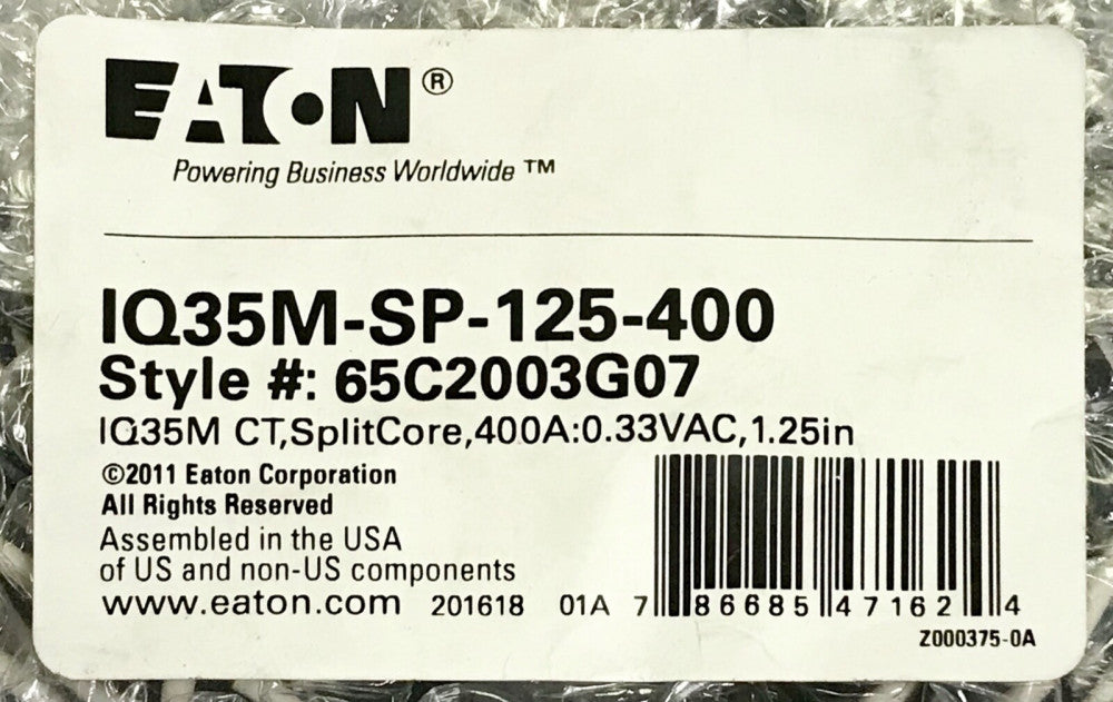 EATON IQ35M SP 125 400 IQ 35M CT Spit Core 400 AMP .33VAC 65C2003G07