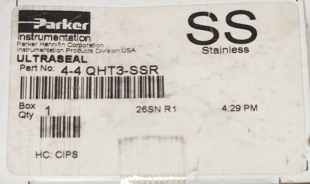 PARKER 4-4 QHT3 SSR ULTRASEAL SS Stainless Steel High Purity