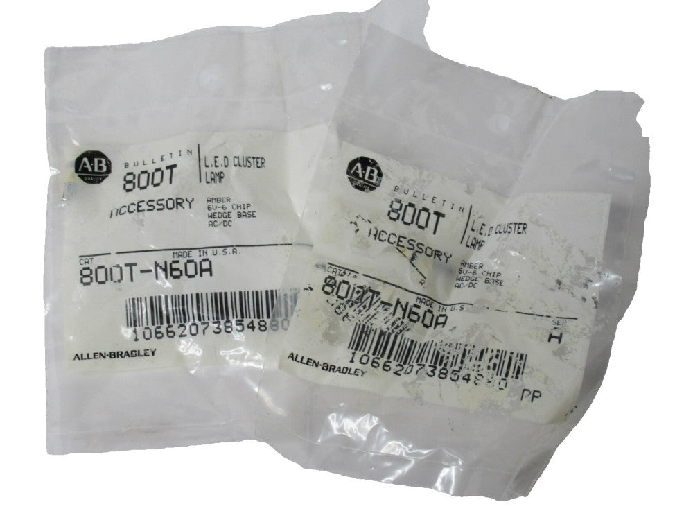 (NEW - Lot of 2) ALLEN BRADLEY 800T-N60A , 800TN60A LED Lamp , Amber