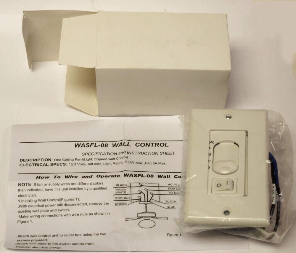 CHUNGEAR WASFL 08 CEILING FAN & Light Control Switch 3 Speed 120 VAC 300 Watt