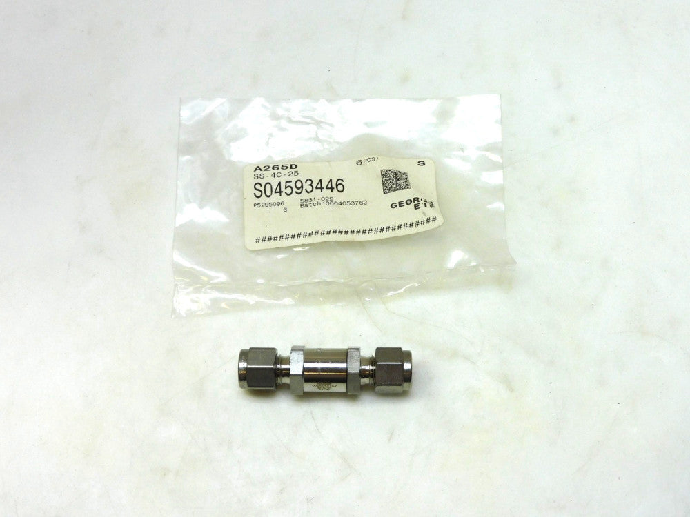 Swagelok SS-4C-25 Stainless Poppet Check Valve 1/4" Tube 25Psi