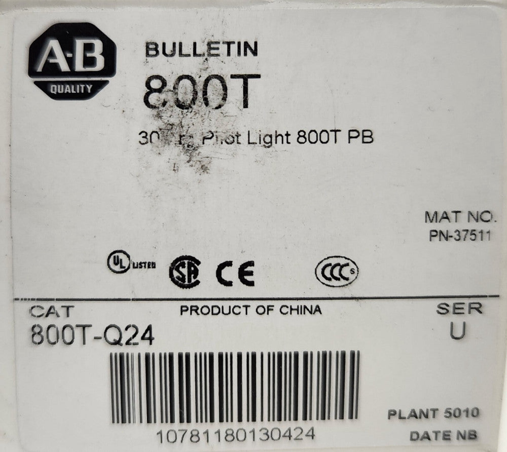 ALLEN BRADLEY 800T Q24 Indicating Pilot LIGHT 24 VAC VDC NO Lens