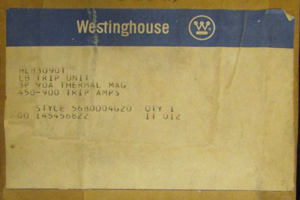 WESTINGHOUSE HLB3090T 3 Pole 90 Amp LB HLB Trip Unit 145456822