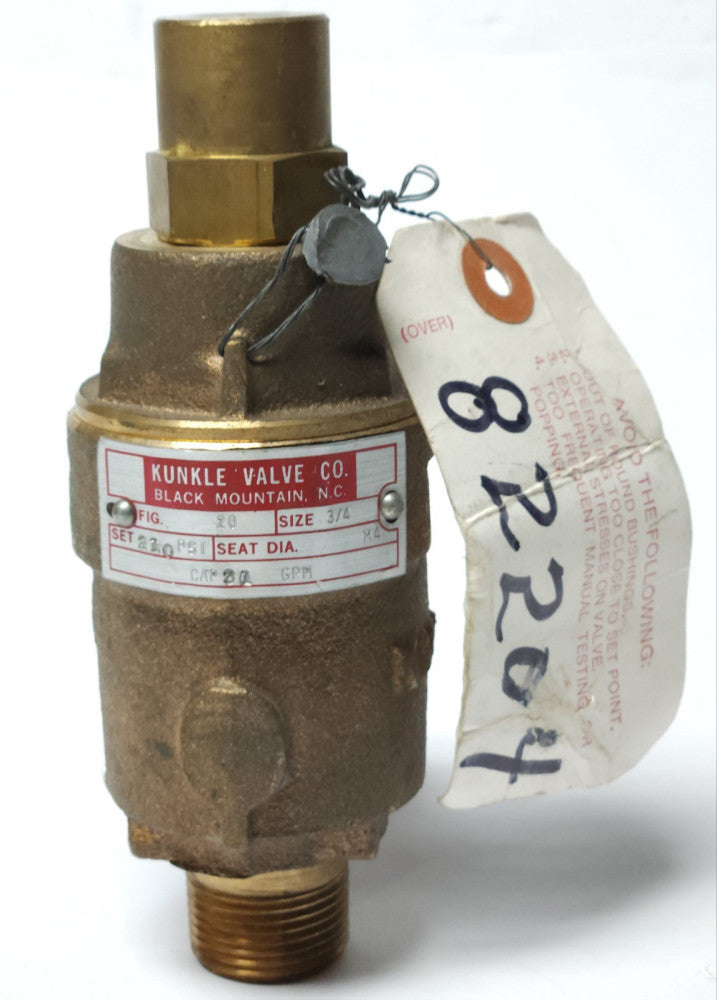 KUNKLE LONERGAN VALVE Size 3/4" 210 PSI SEAT DIA. M4 CAP 31 GPM