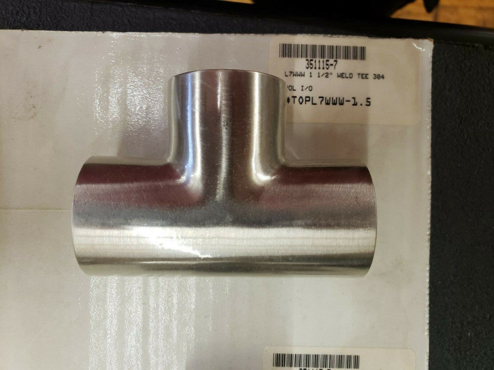 NEW, TOP LINE, TOPL7WWW-1.5, Tee Weld End, 1.5", 304SS, Polished ID/OD